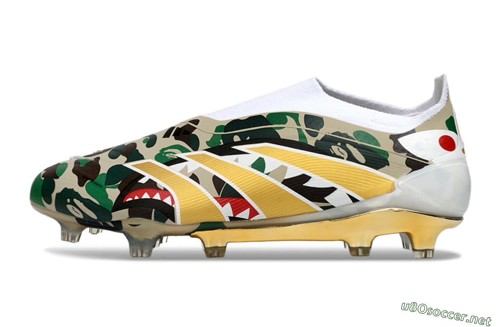 Men's Adidas Predator 25 Elite Laceless FG Football Boots - Camo/White/Gold 0