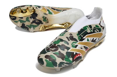 Men's Adidas Predator 25 Elite Laceless FG Football Boots - Camo/White/Gold