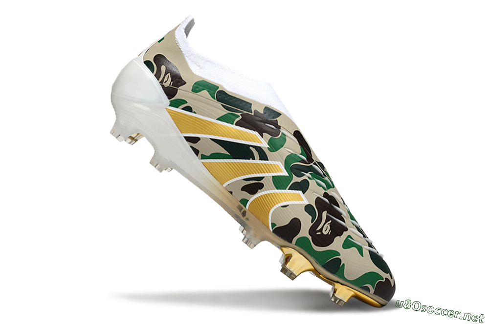Men's Adidas Predator 25 Elite Laceless FG Football Boots - Camo/White/Gold 4