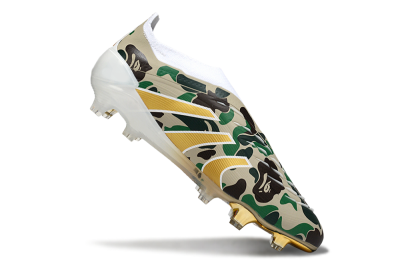 Men's Adidas Predator 25 Elite Laceless FG Football Boots - Camo/White/Gold