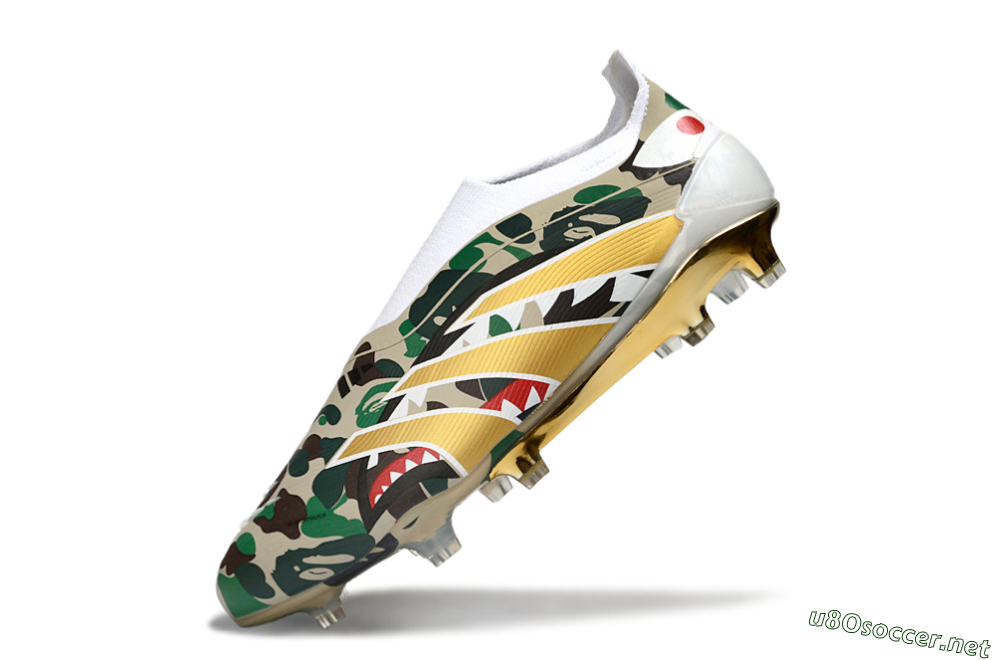Men's Adidas Predator 25 Elite Laceless FG Football Boots - Camo/White/Gold 5