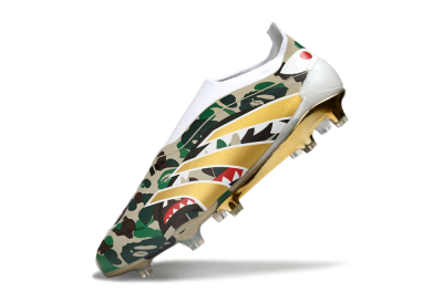 Men's Adidas Predator 25 Elite Laceless FG Football Boots - Camo/White/Gold