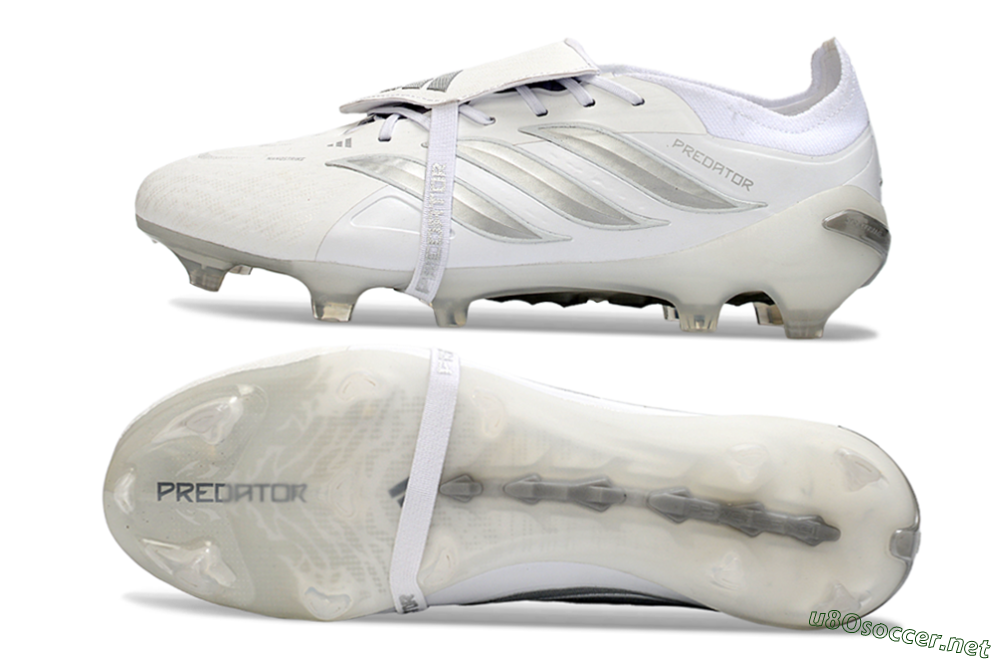 Men's Adidas Predator 26 Elite Fold-Over Tongue FG Football Boots - White/Silver Shadows/Crystal White 1