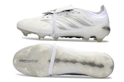 Men's Adidas Predator 26 Elite Fold-Over Tongue FG Football Boots - White/Silver Shadows/Crystal White