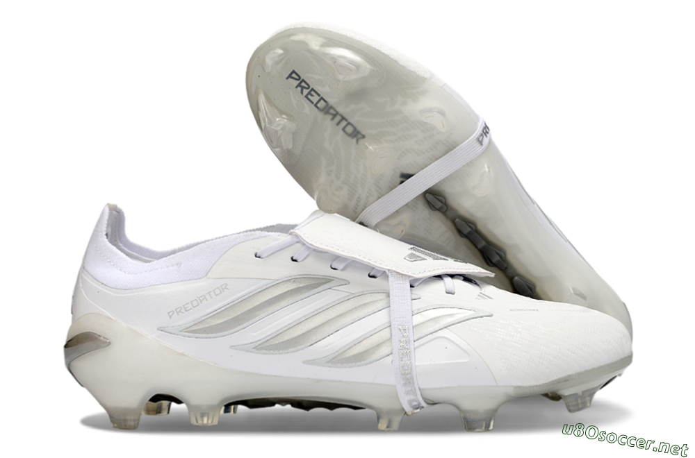 Men's Adidas Predator 26 Elite Fold-Over Tongue FG Football Boots - White/Silver Shadows/Crystal White 2