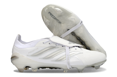 Men's Adidas Predator 26 Elite Fold-Over Tongue FG Football Boots - White/Silver Shadows/Crystal White