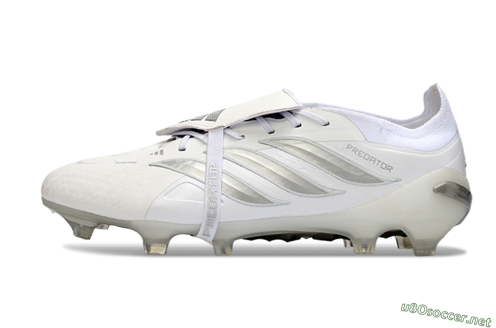 Men's Adidas Predator 26 Elite Fold-Over Tongue FG Football Boots - White/Silver Shadows/Crystal White 0