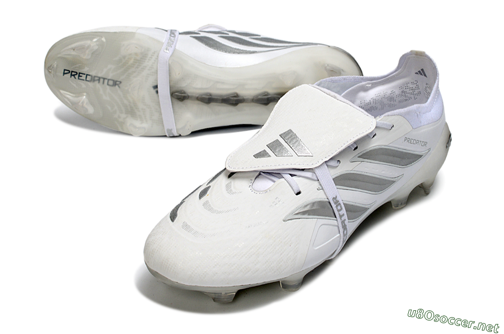 Men's Adidas Predator 26 Elite Fold-Over Tongue FG Football Boots - White/Silver Shadows/Crystal White 3