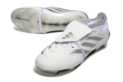 Men's Adidas Predator 26 Elite Fold-Over Tongue FG Football Boots - White/Silver Shadows/Crystal White