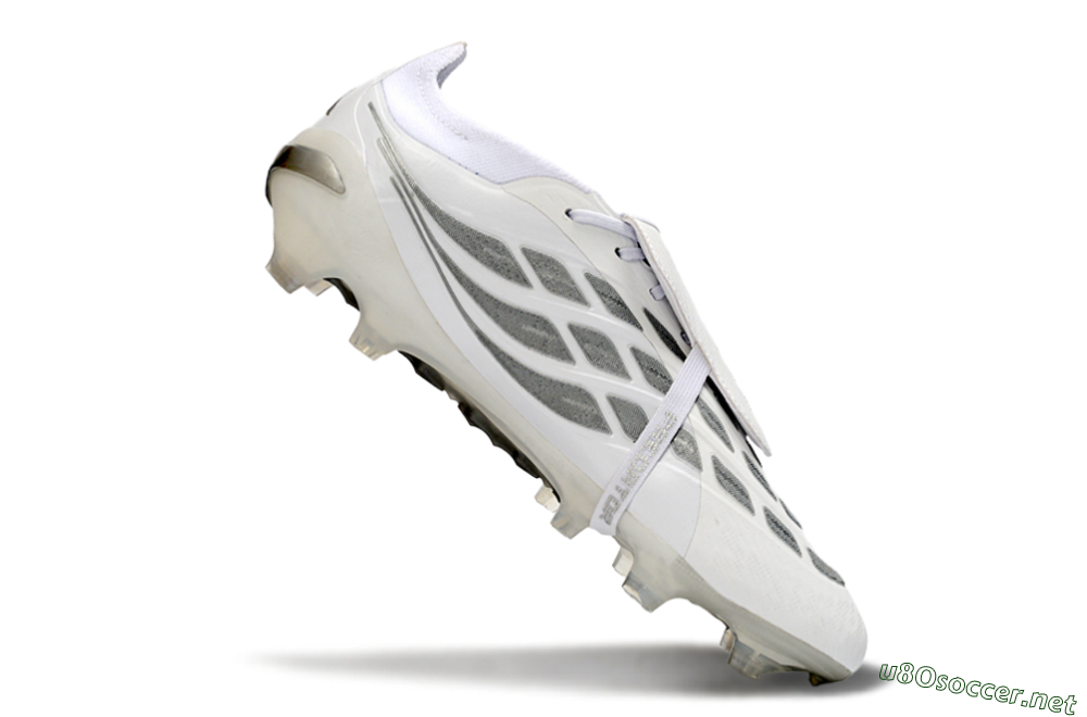 Men's Adidas Predator 26 Elite Fold-Over Tongue FG Football Boots - White/Silver Shadows/Crystal White 4