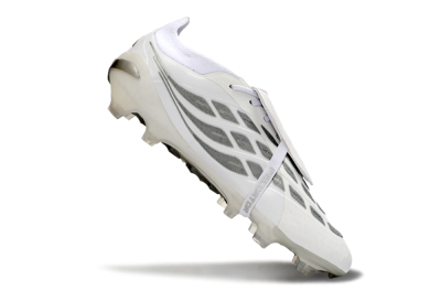 Men's Adidas Predator 26 Elite Fold-Over Tongue FG Football Boots - White/Silver Shadows/Crystal White