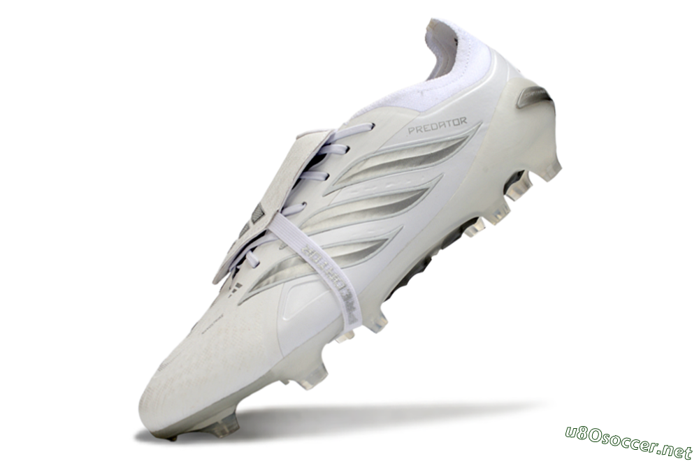 Men's Adidas Predator 26 Elite Fold-Over Tongue FG Football Boots - White/Silver Shadows/Crystal White 5