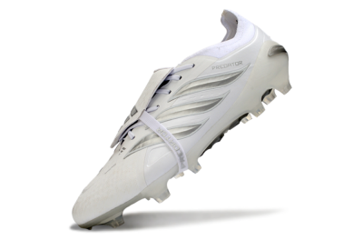 Men's Adidas Predator 26 Elite Fold-Over Tongue FG Football Boots - White/Silver Shadows/Crystal White