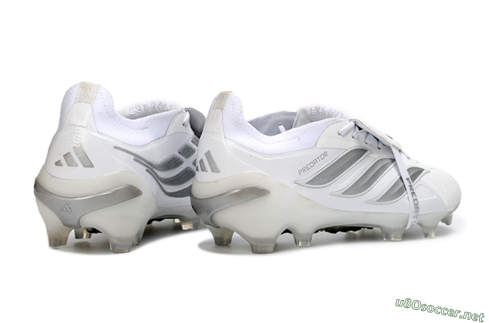 Men's Adidas Predator 26 Elite Fold-Over Tongue FG Football Boots - White/Silver Shadows/Crystal White 6