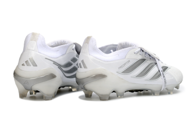 Men's Adidas Predator 26 Elite Fold-Over Tongue FG Football Boots - White/Silver Shadows/Crystal White