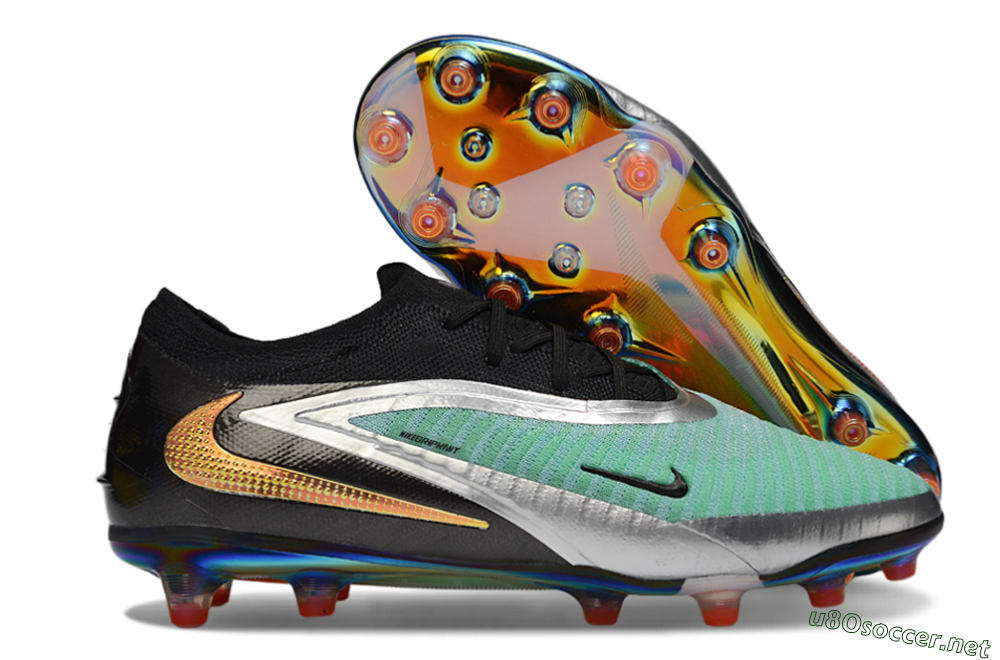 Unisex Nike Phantom 6 Low Elite AG Football Boots - Jade/Black/Silver 2