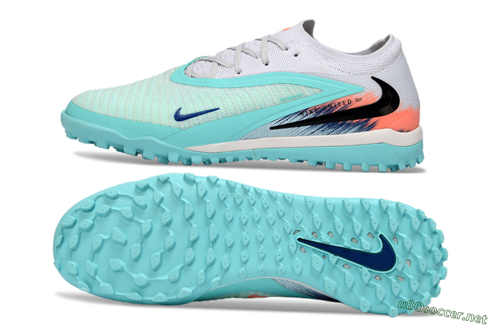 Unisex Nike Phantom 6 Low Elite TF Football Shoes - Aqua/Sunset Orange/Deep Blue 1