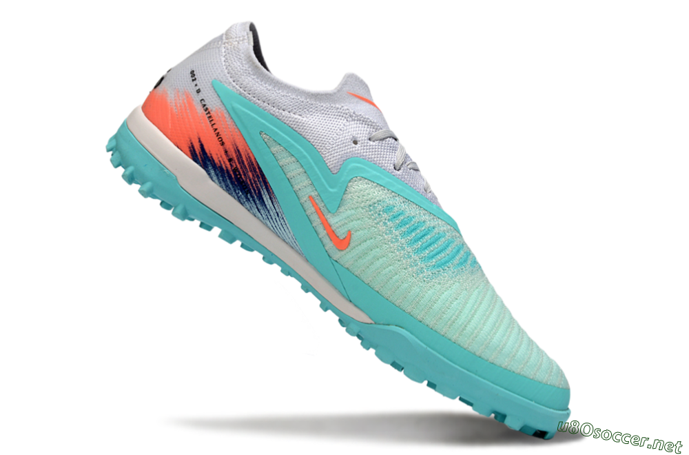 Unisex Nike Phantom 6 Low Elite TF Football Shoes - Aqua/Sunset Orange/Deep Blue 4