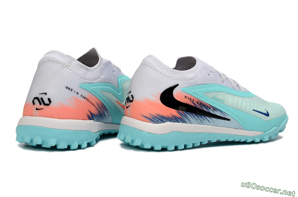 Unisex Nike Phantom 6 Low Elite TF Football Shoes - Aqua/Sunset Orange/Deep Blue 6