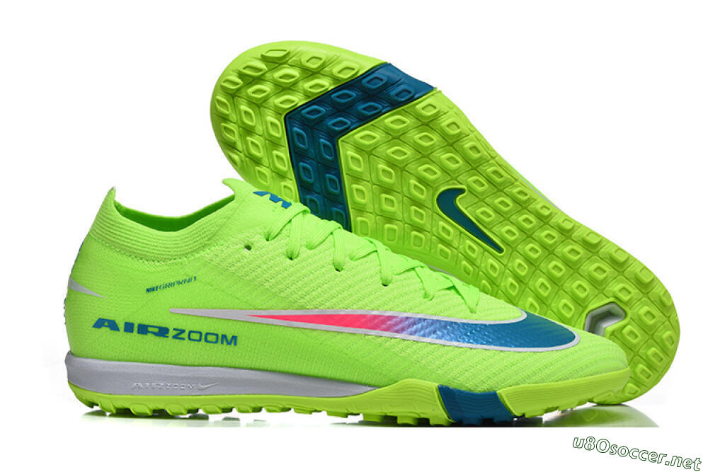 Men's Nike Air Zoom Mercurial Vapor 16 Elite TF Football Shoes - Green/Electric Green/Navy Blue 2