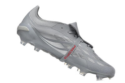 Men's Adidas Predator 26 Elite Fold-Over Tongue FG Football Boots - Gray/Steel Gray/Crimson Red