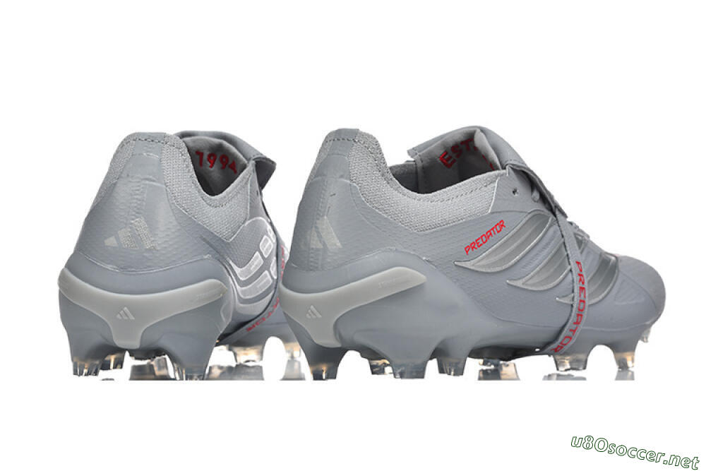 Men's Adidas Predator 26 Elite Fold-Over Tongue FG Football Boots - Gray/Steel Gray/Crimson Red 9