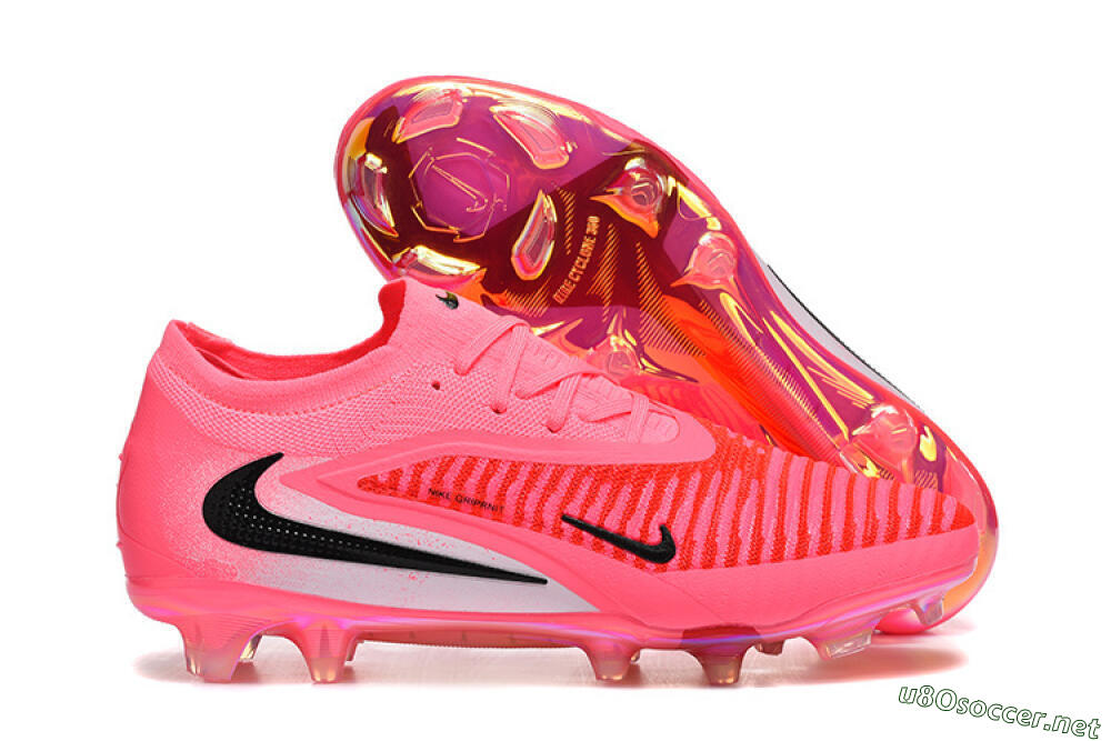 Unisex Nike Phantom 6 Low Elite FG Football Boots - Pink/Neon Burst/Black Shine 2