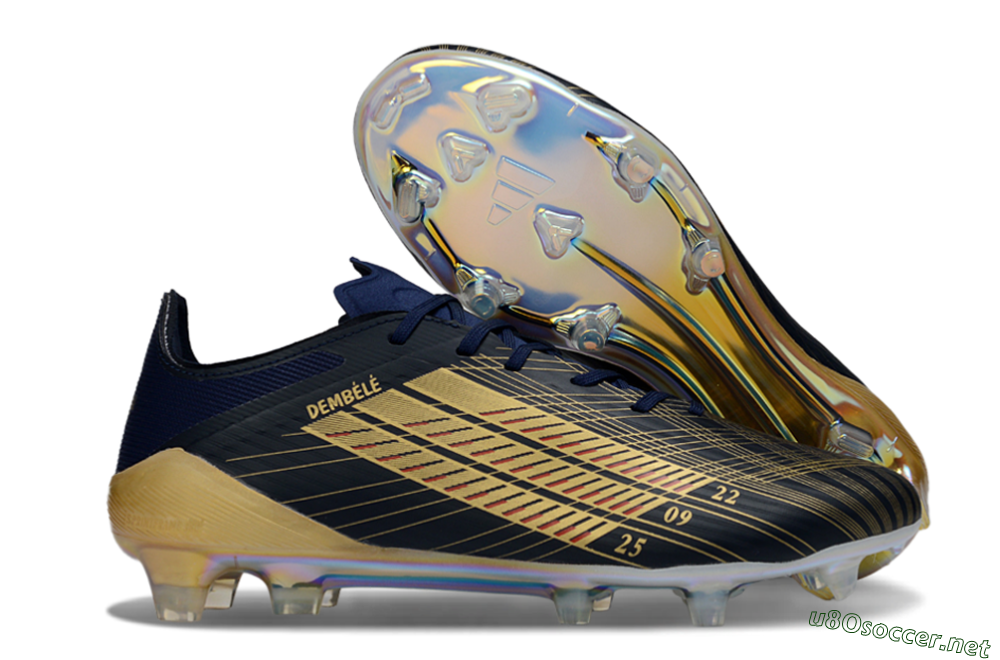 Men's Dembele x Adidas F50 Elite FG Football Boots - Navy/Gold Metallic/Red Accent 2