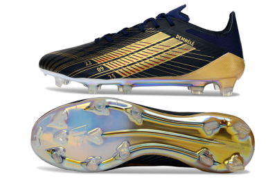 Men's Dembele x Adidas F50 Elite FG Football Boots - Navy/Gold Metallic/Red Accent
