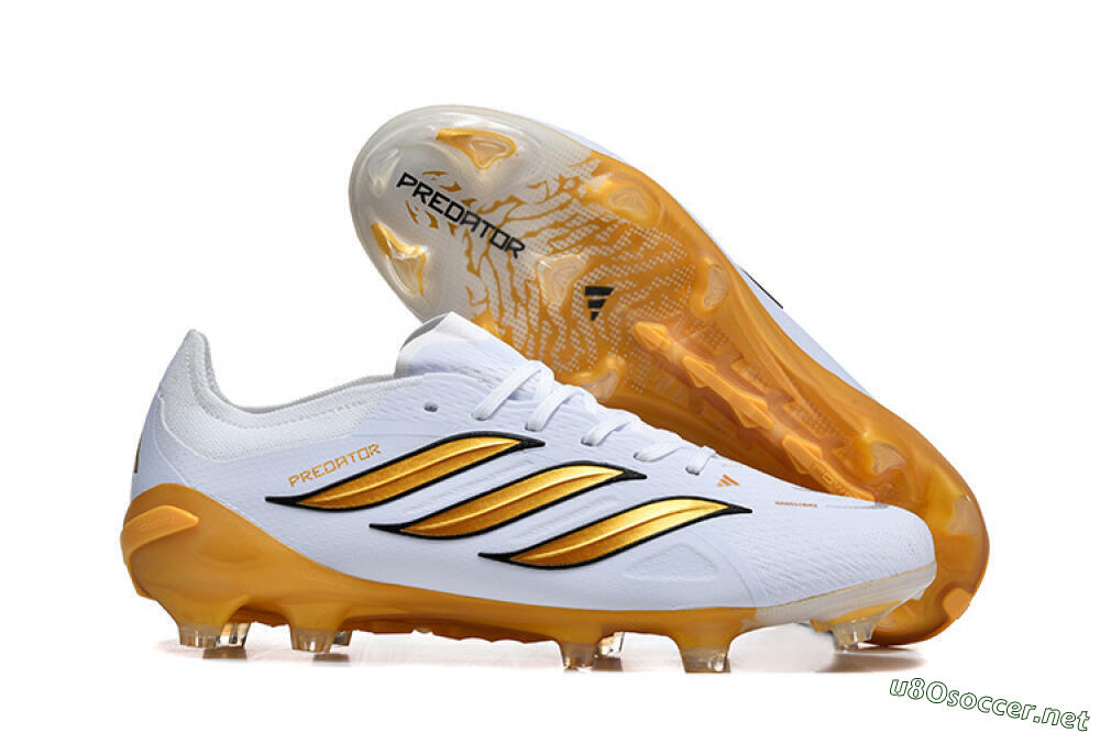 Men's Adidas Predator 26 Elite FG Football Boots - White/Golden Yellow/Black 2