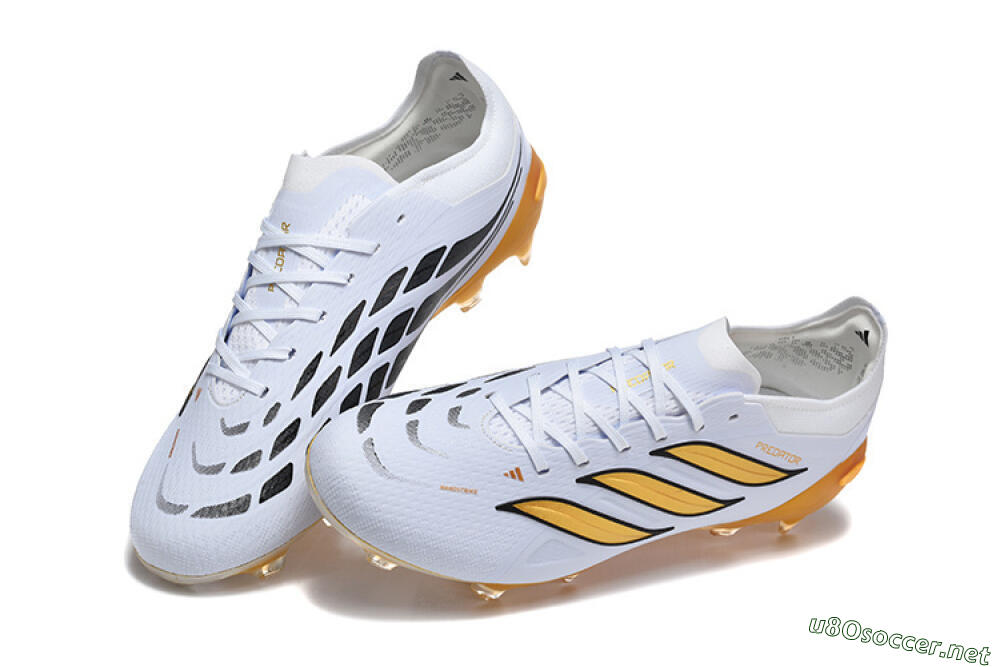 Men's Adidas Predator 26 Elite FG Football Boots - White/Golden Yellow/Black 6