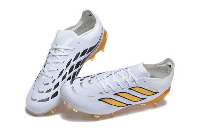 Men's Adidas Predator 26 Elite FG Football Boots - White/Golden Yellow/Black