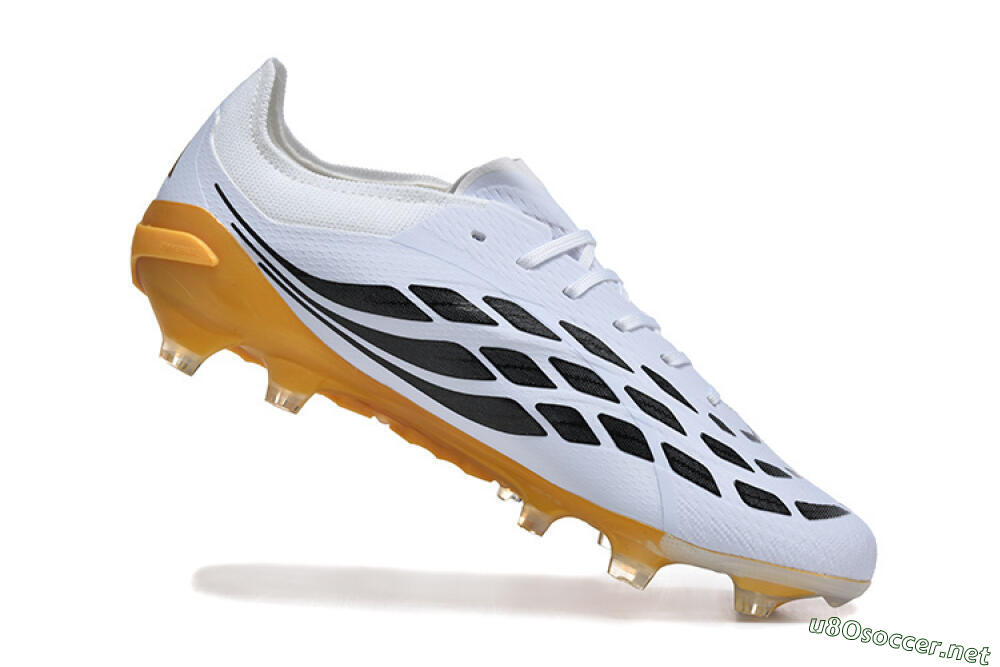 Men's Adidas Predator 26 Elite FG Football Boots - White/Golden Yellow/Black 7