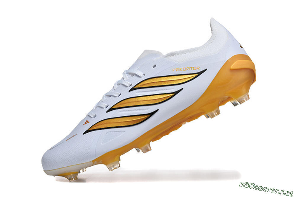 Men's Adidas Predator 26 Elite FG Football Boots - White/Golden Yellow/Black 8