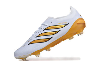 Men's Adidas Predator 26 Elite FG Football Boots - White/Golden Yellow/Black
