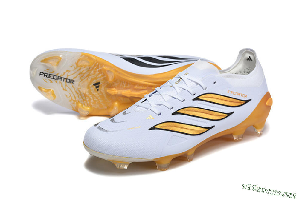 Men's Adidas Predator 26 Elite FG Football Boots - White/Golden Yellow/Black 3