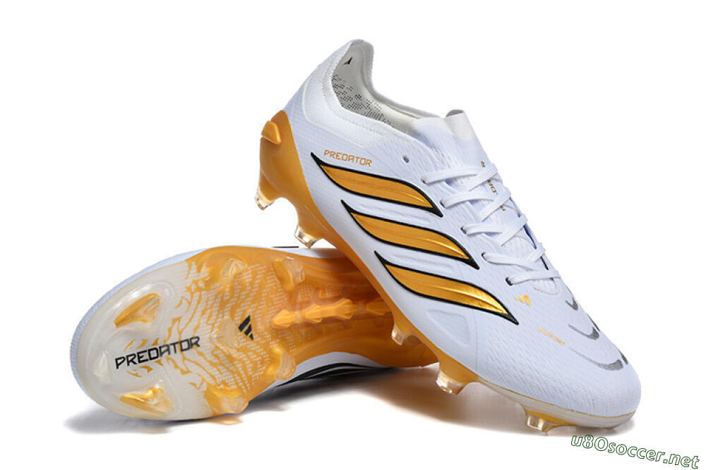 Men's Adidas Predator 26 Elite FG Football Boots - White/Golden Yellow/Black 4