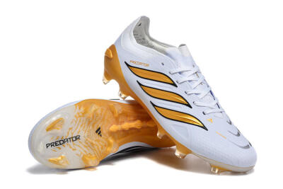 Men's Adidas Predator 26 Elite FG Football Boots - White/Golden Yellow/Black