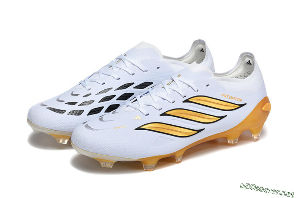 Men's Adidas Predator 26 Elite FG Football Boots - White/Golden Yellow/Black 5