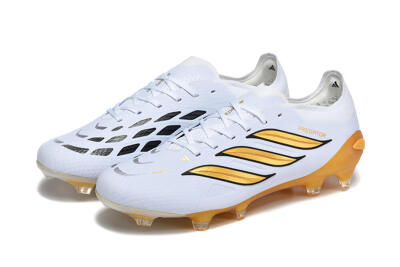 Men's Adidas Predator 26 Elite FG Football Boots - White/Golden Yellow/Black