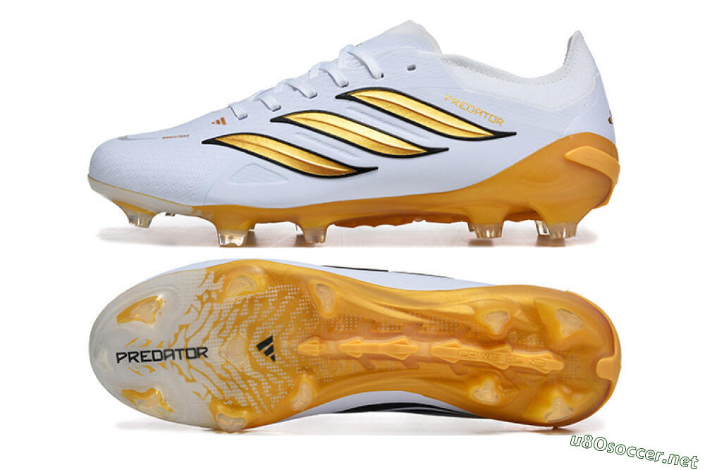 Men's Adidas Predator 26 Elite FG Football Boots - White/Golden Yellow/Black 1