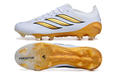 Men's Adidas Predator 26 Elite FG Football Boots - White/Golden Yellow/Black