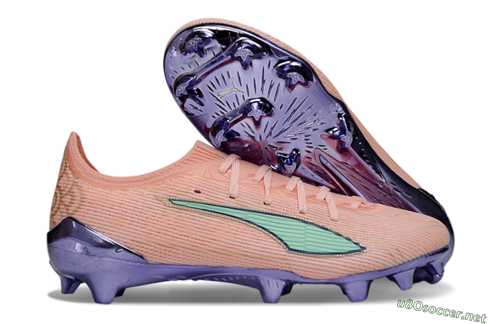 Men's Puma Ultra 5 Ultimate FG Football Boots - Pink/Mint Green/Metallic Purple 2