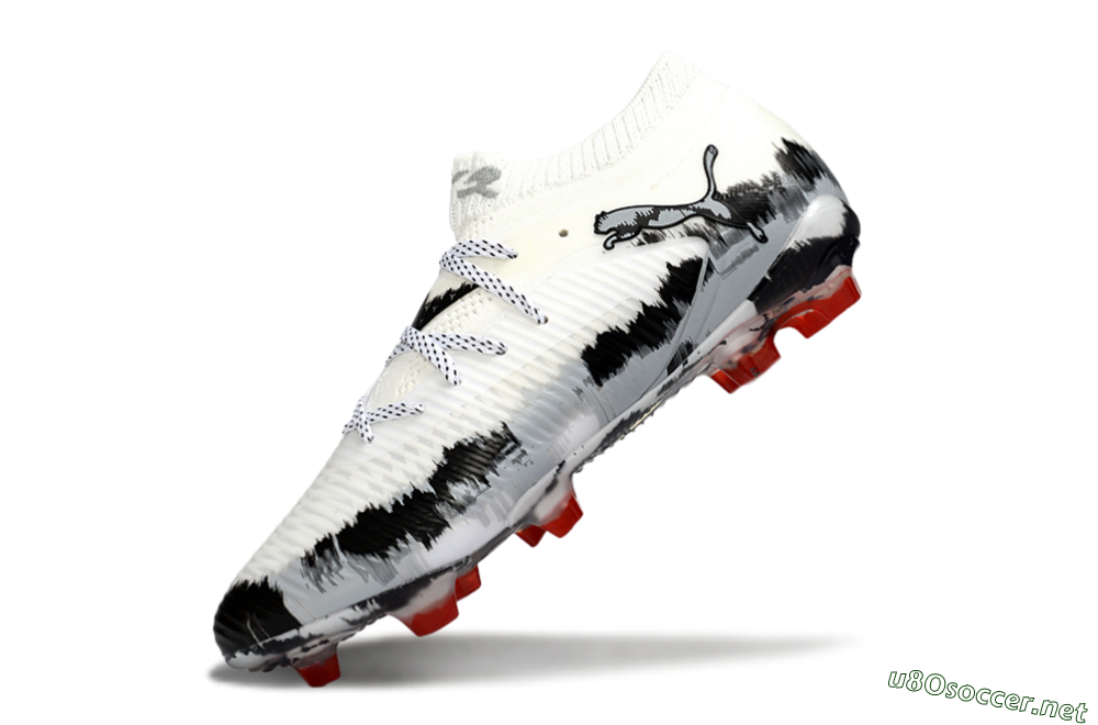 Men's Puma Future 8 Ultimate FG Football Boots - White/Crimson Black/Shadow Grey 5