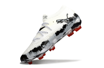 Men's Puma Future 8 Ultimate FG Football Boots - White/Crimson Black/Shadow Grey
