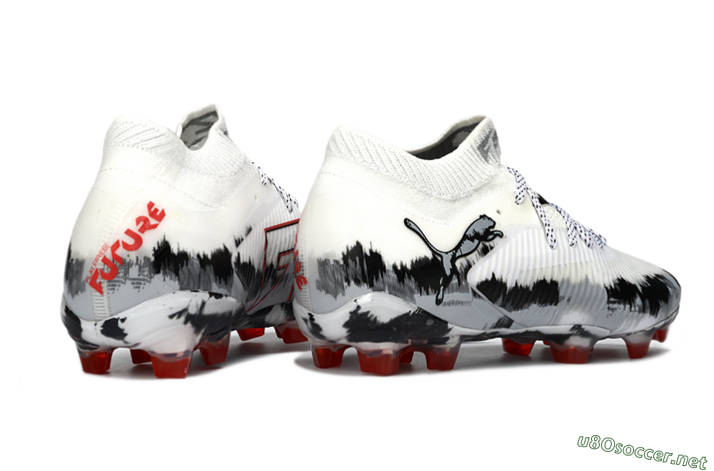 Men's Puma Future 8 Ultimate FG Football Boots - White/Crimson Black/Shadow Grey 6
