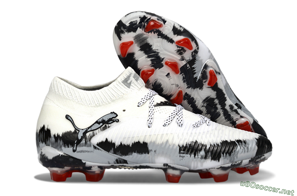 Men's Puma Future 8 Ultimate FG Football Boots - White/Crimson Black/Shadow Grey 2