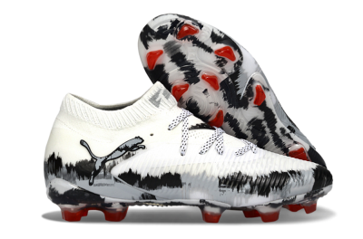 Men's Puma Future 8 Ultimate FG Football Boots - White/Crimson Black/Shadow Grey