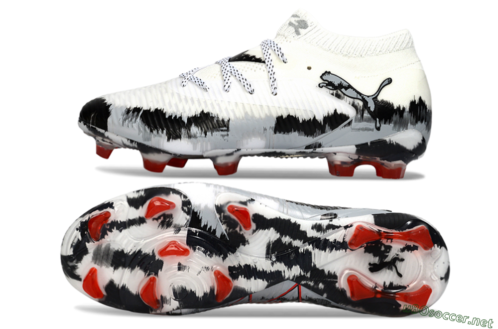Men's Puma Future 8 Ultimate FG Football Boots - White/Crimson Black/Shadow Grey 1