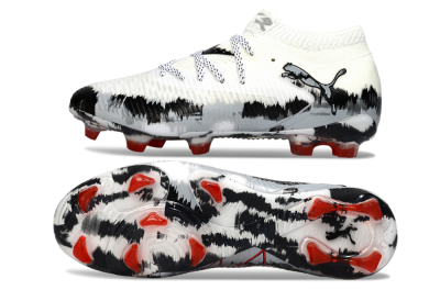 Men's Puma Future 8 Ultimate FG Football Boots - White/Crimson Black/Shadow Grey